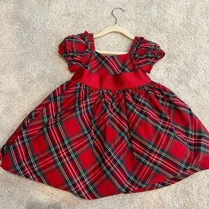 Janie and Jack Red Plaid Puff-Sleeve Holiday Dress